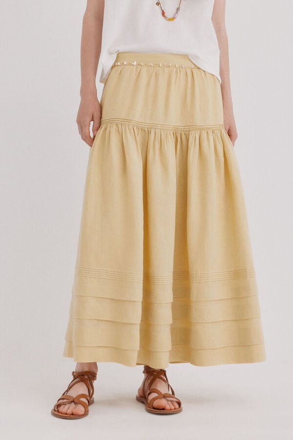 Hoss Intropia Rufina. Saia com pregas Amarelo