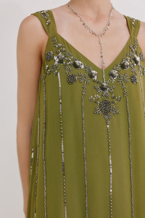 Hoss Intropia Aurore.Vestido missangas Verde