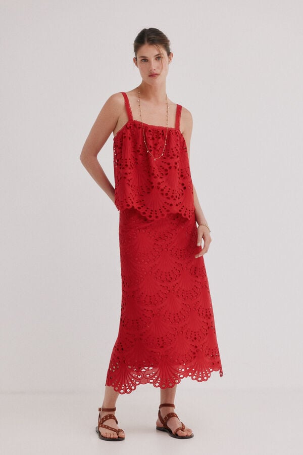 Hoss Intropia Cristina. Blusa vazada Vermelho