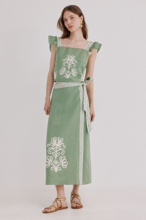 Hoss Intropia Caela. Top bordado Verde