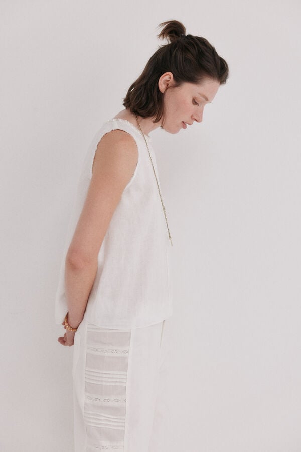 Hoss Intropia Celene. Top abalorios Blanco