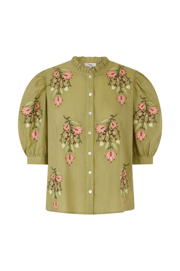 Hoss Intropia Capri. Blusa bordado floral Verde