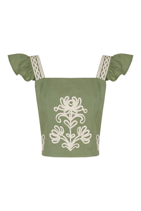 Hoss Intropia Caela. Top bordado Verde