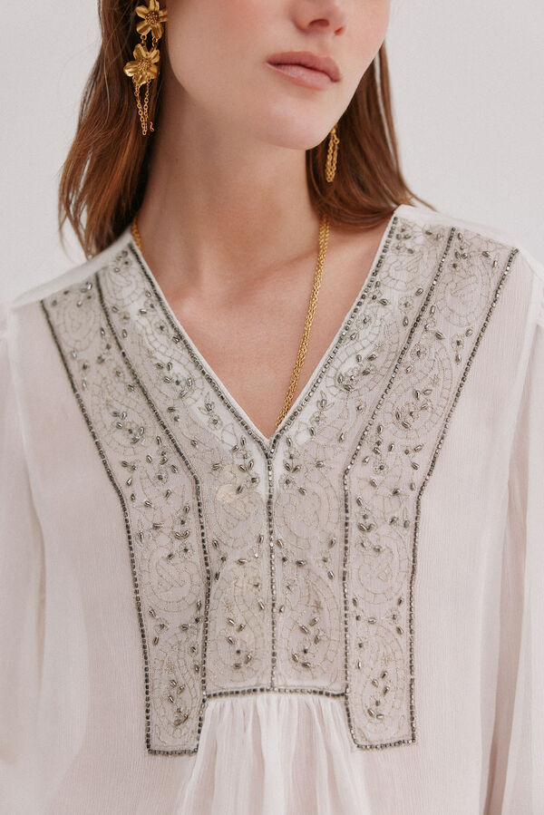 Hoss Intropia Carla. Blusa bordada Marfil