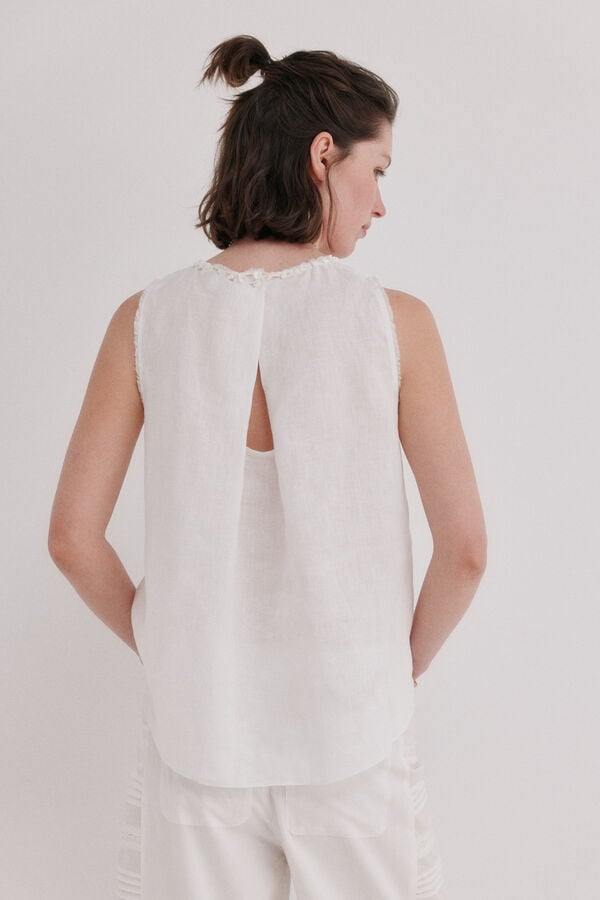 Hoss Intropia Celene. Top abalorios Blanco