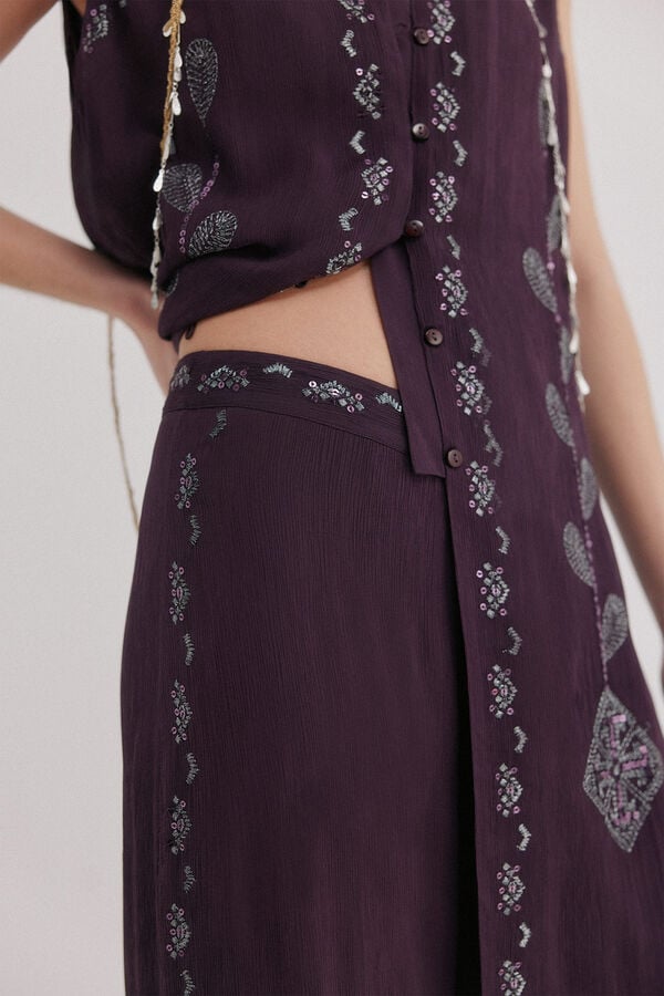Hoss Intropia Prisca. Cal&ccedil;a bordada Roxo
