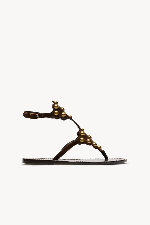 Hoss Intropia Maisa. Sandalias piel piezas met&aacute;licas Marron